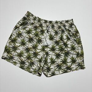 Briggs size large Womens Floral Linen Blend Shorts Pull On Pockets Palm Trees